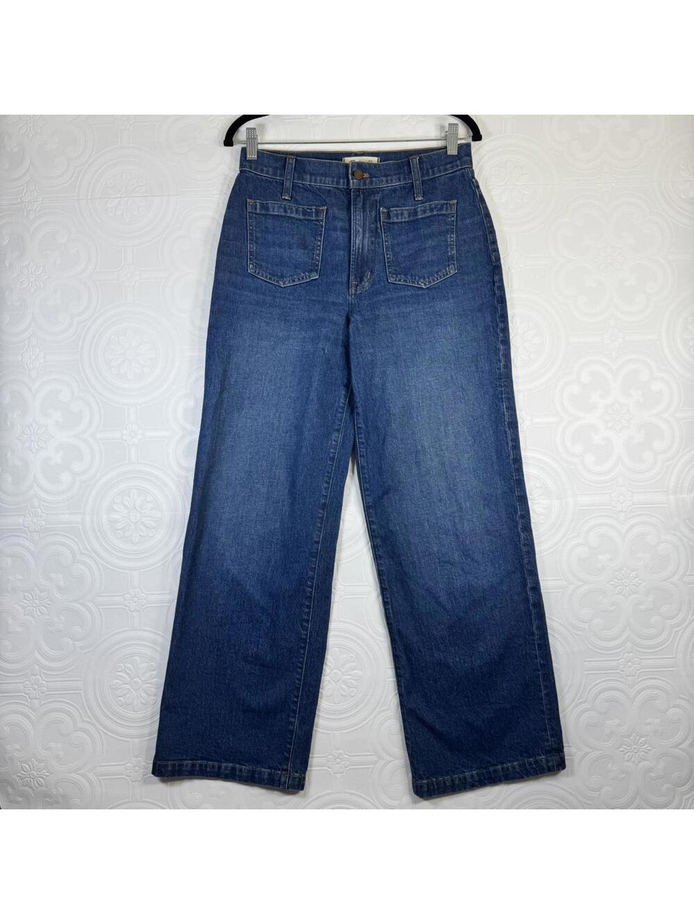 Madewell “The Perfect Vintage Wide Leg Jean” Womens 28 Blue Dark Wash High Rise